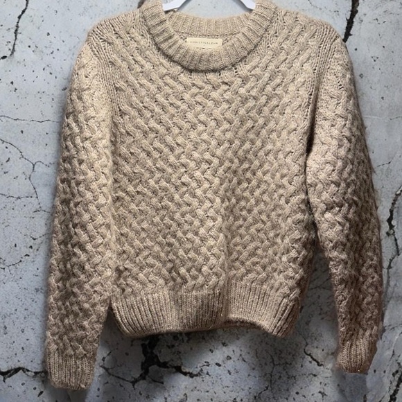Christina Lehr Cozy Beige Knit Sweater 70% Baby Alpaca Merino Wool Blend Size 1 - Picture 4 of 17